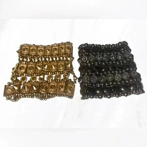 Lot x 2 Aldo gold and silver gothic statement trend stylish stretch bracelets OS